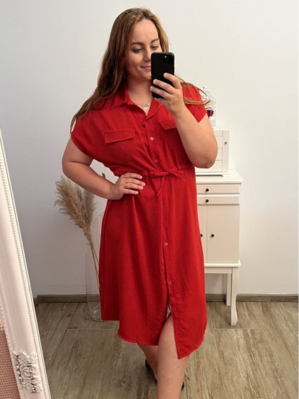 Šaty košilové krátký rukáv dámské (S/M/L/XL ONE SIZE) ITALSKÁ MÓDA IM423KLASA/DUR (Velikost L/XL, Barva béžová)