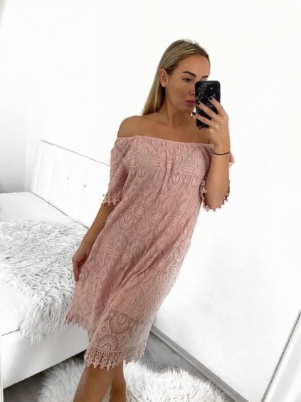 Šaty krajkové letní krátký rukáv dámské nadrozměr (XL/2XL ONE SIZE) ITALSKÁ MÓDA IMD23428/DUR (Velikost XL/2XL, Barva bílá)