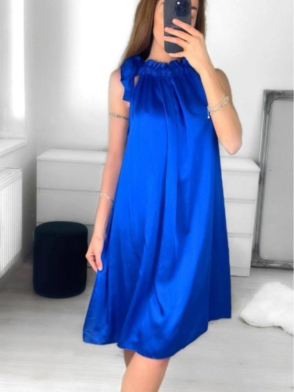 Šaty letní saténové bez rukávů dámské (S/M/L ONE SIZE) ITALSKÁ MÓDA IMD23436/DU (Velikost M/L, Barva béžová)