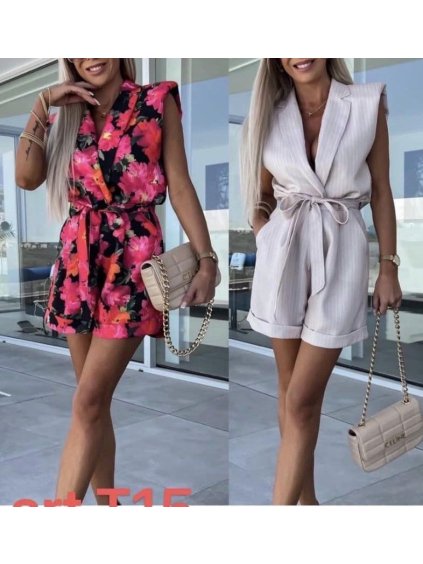 Overal letní elegantní bez rukávu dámský (S/M ONE SIZE) ITALSKÁ MÓDA IMWGS232334/DUR (Velikost S/M/L, Barva šedá)