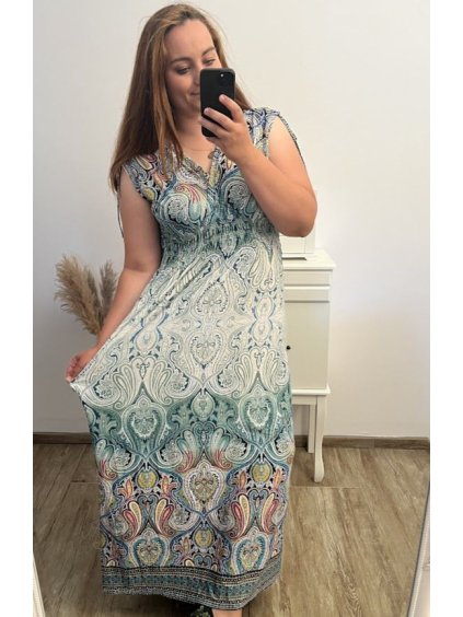Šaty dlouhé bez rukávu icecool dámské (L/XL/2XL/3XL ONE SIZE) AINUOSI  FRANCOUZSKÁ MÓDA FMB231933-25/DU (Velikost XL/2XL, Barva světle modrá)