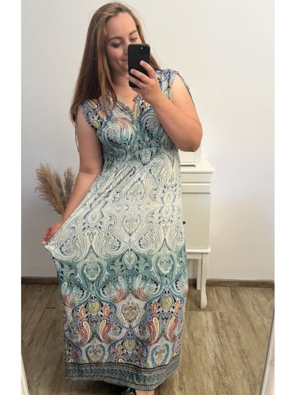Šaty dlouhé bez rukávu icecool dámské (L/XL/2XL/3XL ONE SIZE) AINUOSI  FRANCOUZSKÁ MÓDA FMB231933-25/DU (Velikost XL/2XL, Barva světle modrá)