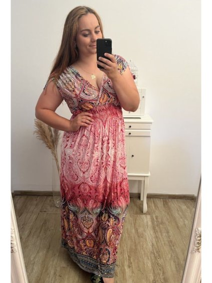 Šaty dlouhé bez rukávu icecool dámské (L/XL/2XL/3XL ONE SIZE) FRANCOUZSKÁ MÓDA FMB231936-B/DU (Velikost XL/2XL, Barva růžová)