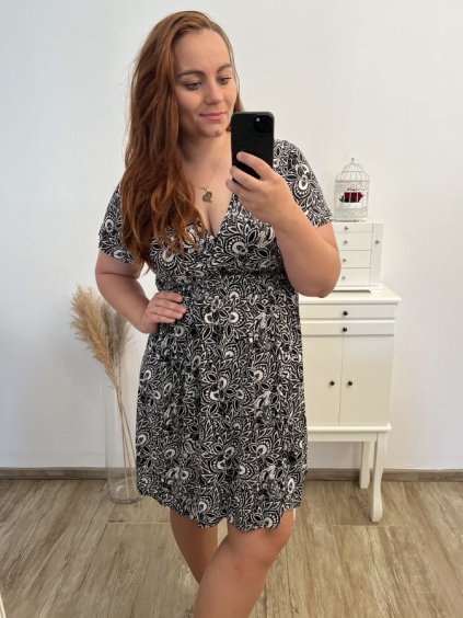 Šaty s krátkým rukávem icecool dámské (L/XL/2XL ONE SIZE) AINUOSI FRANCOUZSKÁ MÓDA FMB23B910-10/DU (Velikost L/XL, Barva Černá)