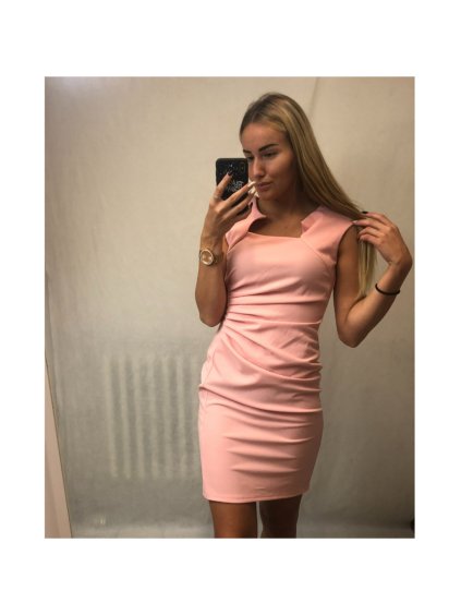 Šaty pouzdrové společenské elegantní bez rukávů dámské Carol (S-XL) ITALSKÁ MÓDA IMM22Q51239-15/DUR (Velikost S, Barva růžová světlá)