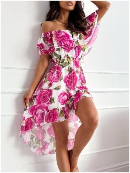 Šaty dlouhé letní carmen dámské (S/M ONE SIZE) ITALSKÁ MÓDA IMWGB232380/DU (Velikost S/M/L, Barva bílá)