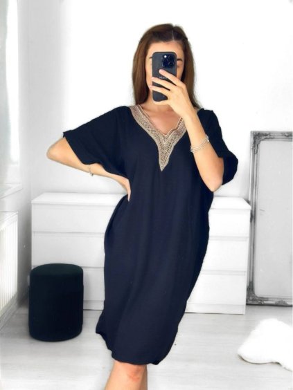 Šaty letní oversize krátký rukáv dámské (S/M ONE SIZE) ITALSKÁ MÓDA IM3233348/DU (Velikost S/M/L, Barva béžová)