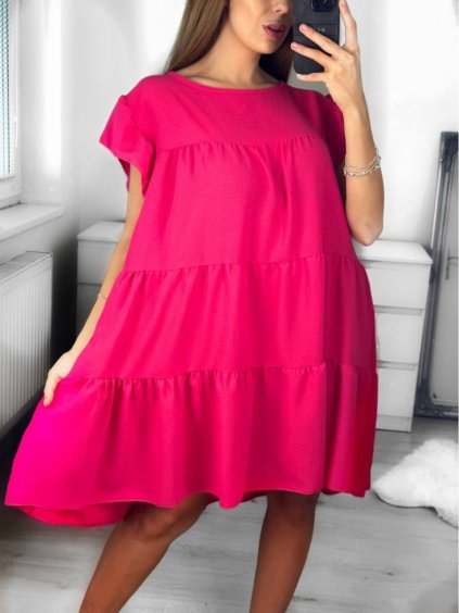 Šaty letní oversize krátký rukáv dámské (S/M ONE SIZE) ITALSKÁ MÓDA IMWB23340/DU (Velikost S/M/L, Barva béžová)
