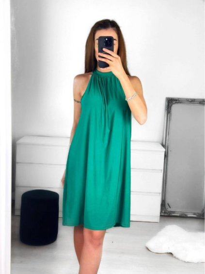 Šaty krátké letní icecool bez rukávů dámské (S/M ONE SIZE) ITALSKÁ MÓDA IMM2384269/DU (Velikost S/M/L, Barva Černá)