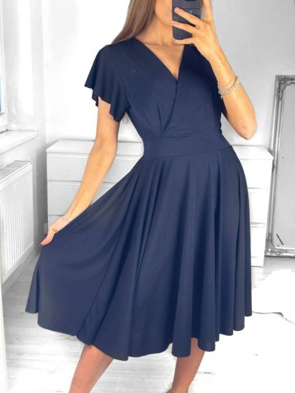 Šaty elegantní letní krátký rukáv dámské (S/M ONE SIZE) ITALSKÁ MÓDA IMWGB231614/DU (Velikost S/M/L, Barva Černá)