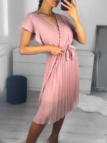 Šaty letní plisované krátký rukáv dámské (S/M ONE SIZE) ITALSKÁ MÓDA IM323355/DU (Velikost S/M/L, Barva Černá)