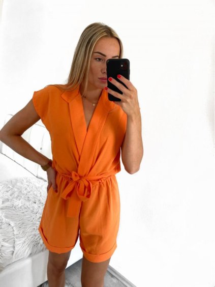 Overal letný krátky rukáv dámsky (S/M ONE SIZE) TALIANSKA MÓDA IMWB23320/DU (Velikost S/M/L, Barva modrá královská)