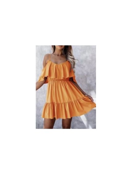 Šaty letní šifonové carmen na ramínka dámské (S/M/L ONE SIZE) ITALSKÁ MÓDA IMWB23316/DU (Velikost M/L, Barva fialová)