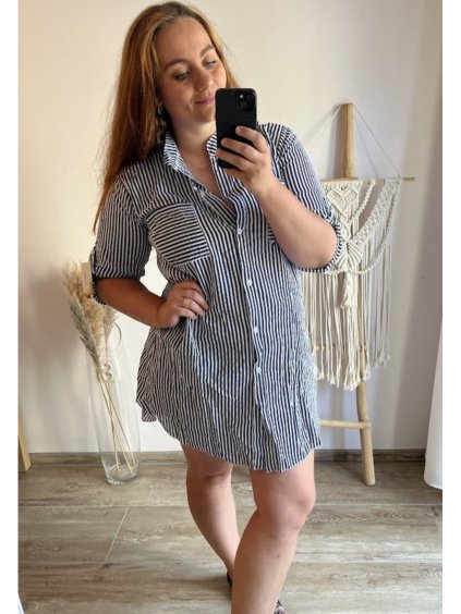 Košile 3/4 rukáv dámská proužek (S/M ONE SIZE) ITALSKá MóDA IM422590/DUR