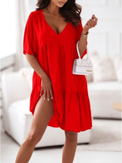 Šaty letní oversize volnočasové krátký rukáv dámské (L/XL/2XL ONE SIZE) ITALSKÁ MODA IMD23402/DU