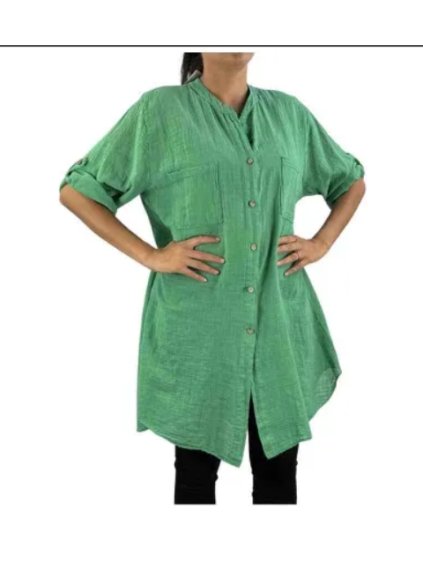 Košile prodloužená dlouhý rukáv dámská (S/M/L/XL ONE SIZE) ITALSKÁ MÓDA IMP16823Q6050/DUR (Velikost L/XL, Barva bílá)