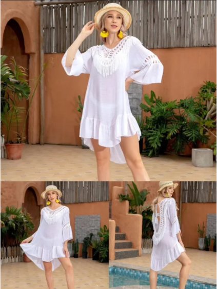 Přehoz letní přes plavky dámský (S/M ONE SIZE) ITALSKÁ MÓDA IMP1682316812/DUR (Velikost S/M/L, Barva bílá)