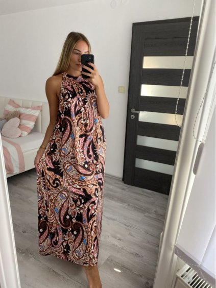 Šaty dlouhé bez rukávu letní icecool dámské (S/M/L ONE SIZE) ITALSKÁ MÓDA IMM22M2942-5/DUR
