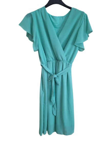 Šaty elegantní šifonové krátký rukáv dámské (S/M ONE SIZE) ITALSKÁ MÓDA IMD23490/DUR (Velikost S/M/L, Barva modrá královská)