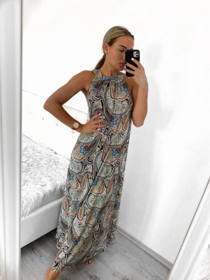 Šaty dlouhé bez rukávu letní icecool dámské (S/M/L ONE SIZE) ITALSKÁ MÓDA IMM22M2942-13/DUR