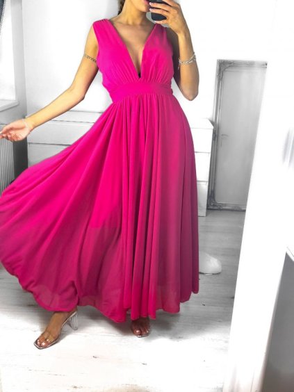 Šaty dlouhé letní elegantní společenské bez rukávu dámské (S/M ONE SIZE) ITALSKÁ MÓDA IMPSH237554/DU (Velikost S/M/L, Barva fialová)