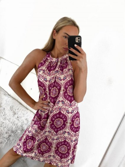 Šaty krátké letní icecool bez rukávů dámské (S/M ONE SIZE) ITALSKÁ MÓDA IMM2384269A-2/DU (Velikost S/M/L, Barva fialová)