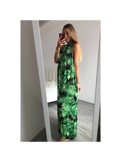 Šaty letní dlouhé na ramínka icecool dámské (S/M ONE SIZE) ITALSKÁ MÓDA IMM22M2942-4/DUR (Velikost S/M/L, Barva zelená)