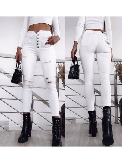 Rifle jeans dlouhé dámské (XS-XL) RE-DRESS MA521120/DU (Velikost XS, Barva bílá)