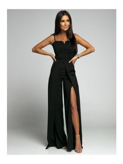 Overal dlouhý elegantní na ramínka dámský (S/M ONE SIZE) ITALSKÁ MÓDA IMWKK23919/DUR (Velikost S/M/L, Barva Černá)
