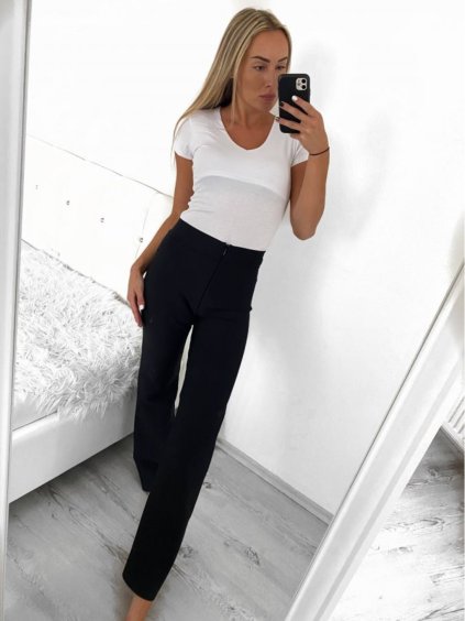 Kalhoty elegantní dlouhé dámské (S/M ONE SIZE) ITALSKÁ MÓDA IMPGM238021/DU (Velikost S/M/L, Barva Černá)