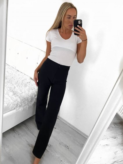 Kalhoty elegantní dlouhé dámské (S/M ONE SIZE) ITALSKÁ MÓDA IMPGM238021/DU (Velikost S/M/L, Barva Černá)