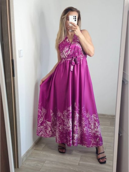 Šaty dlouhé elegantní bez rukávu dámské (S/M ONE SIZE) ITALSKá MODA IM323050/DU (Velikost S/M/L, Barva bílá)