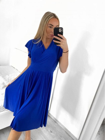 Šaty elegantní krátký rukáv dámské (S/M ONE SIZE) ITALSKá MóDA IM923010/DU (Velikost S/M/L, Barva béžová)