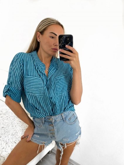 Košile oversize 3/4 rukáv dámské (S/M ONE SIZE) ITALSKÁ MÓDA IMPSH2221253/DU (Velikost S/M/L, Barva bílá)