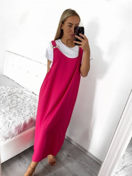 Šaty letní dlouhé na ramínka s tričkem dámské (S/M ONE SIZE) ITALSKá MóDA IM423400/DU (Velikost S/M/L, Barva Černá)