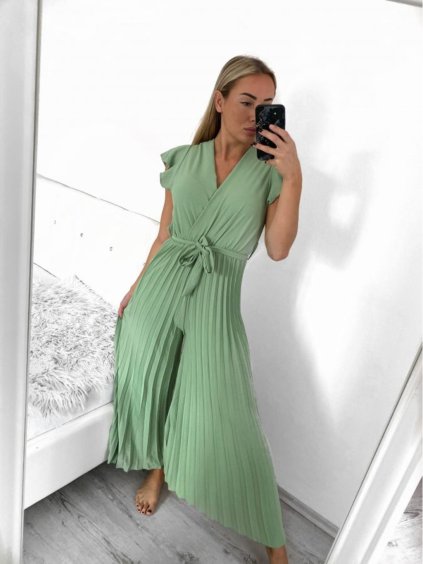 Overal dlouhý elegantní krátký rukáv dámské (S/M ONE SIZE) ITALSKÁ MÓDA IMWCC232642/DU (Velikost S/M/L, Barva béžová)