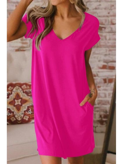 Šaty letní volnočasové bavlněné krátký rukáv dámské (S/M/L/XL ONE SIZE) ITALSKÁ MÓDA IMD23303/DU (Velikost M/L, Barva Černá)
