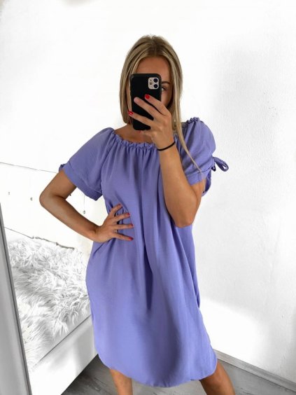 Šaty letní carmen dámské (S/M ONE SIZE) ITALSKá MóDA IM323061/DU (Velikost S/M/L, Barva fialová)