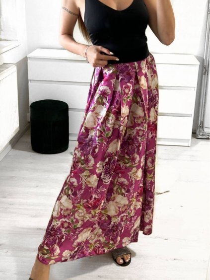 Sukně dlouhá saténová dámská (S/M ONE SIZE) ITALSKÁ MÓDA IMM23M22197-2/DU (Velikost S/M/L, Barva růžová fuchsiová)