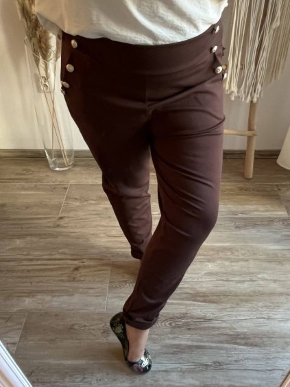 Kalhoty dlouhé dámské nadrozměr (2XL/3XL ONE SIZE) ITALSKÁ MÓDA IMWQ23156 (Velikost 2LX/3XL, Barva hnědá camel)