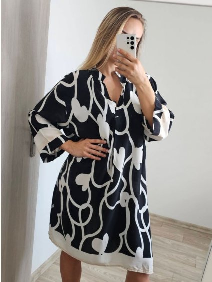 Šaty košilové letní oversize dlouhý rukáv dámské nadrozměr (S/M/L/XL/2XL ONE SIZE) ITALSKá MóDA IM82367011/DU