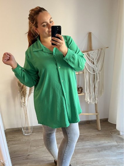 Košile dlouhý rukáv dámská nadrozměr (3XL/4XL ONE SIZE) ITALSKÁ MÓDA IMWQ233259 (Velikost 3XL/4XL, Barva Černá)