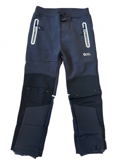 Chlapecké softshellové kalhoty zateplené Kugo HK5627, šedá / zelený zip