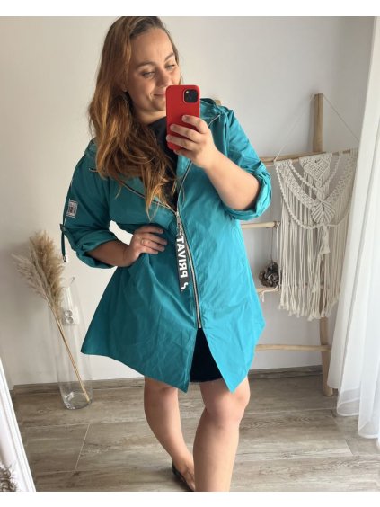 Bunda slabá s kapucí dámská nadrozměr (XL/2XL/3XL ONE SIZE) ITALSKÁ MÓDA IM4221307/DU (Velikost 2XL/3XL, Barva Černá)