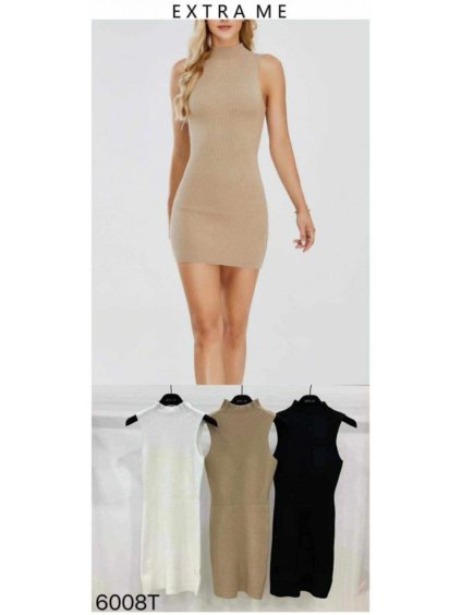 Šaty midi pletené na ramínka dámské (S/M ONE SIZE) ITALSKá MóDA imm23m6008/DU (Velikost S/M/L, Barva bílá)