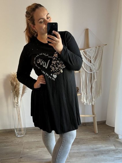 Tunika 3/4 dlouhý rukáv dámská nadrozměr  (3XL/4XL ONE SIZE) ITALSKÁ MÓDA IMWQ233050 (Velikost 3XL/4XL, Barva Černá)