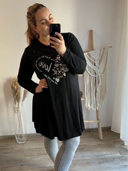 Tunika 3/4 dlouhý rukáv dámská nadrozměr  (3XL/4XL ONE SIZE) ITALSKÁ MÓDA IMWQ233050 (Velikost 3XL/4XL, Barva Černá)