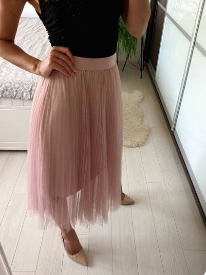 Sukně tylová dlouhá dámská (S/M/L ONE SIZE) ITALSKá MóDA IM323112/DU (Velikost M/L, Barva růžová starorůžová)