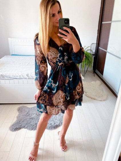 Šaty elegantní šifonové dlouhý rukáv dámské (S/M ONE SIZE) ITALSKÁ MODA IMM23M2635/DU (Velikost S/M/L, Barva fialová)