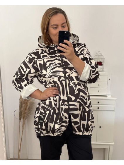 Mikina na zip s kapucí dlouhý rukáv dámská nadrozměr (2XL/3XL/4XL ONE SIZE) ITALSKá MóDA IM423HENNA-2/DR